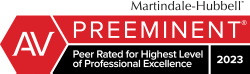 Martindale-Hubbell | AV Preeminent | Peer Rated for Highest Level of Professional Excellence | 2023